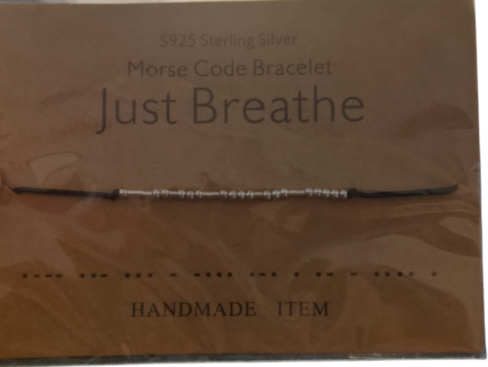 S925 Sterling Silver Morse Code Bracelet Just Breathe Handmade